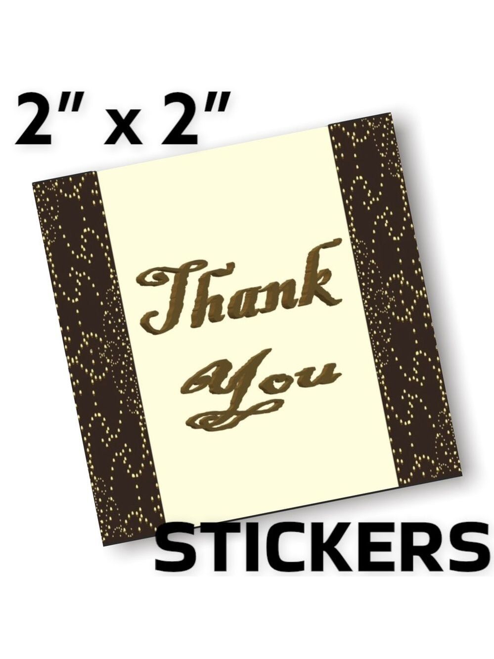 100 (2x2 Inch) Square Stickers, Western Leather , High Gloss, Thank You